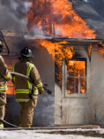 Firefighters putting out a fire